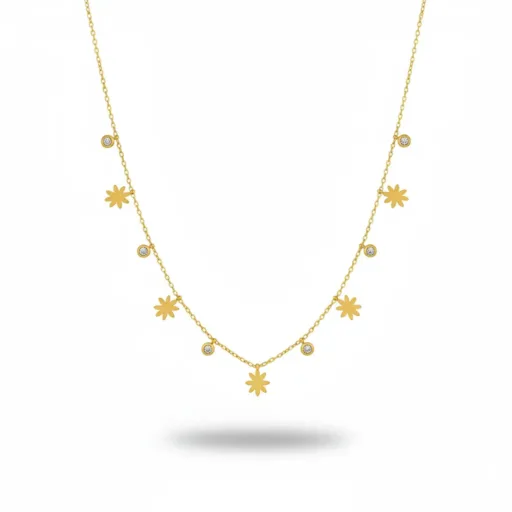 Floral Charm Crystal Necklace – 18K Gold Plated Demi-Fine Jewelry