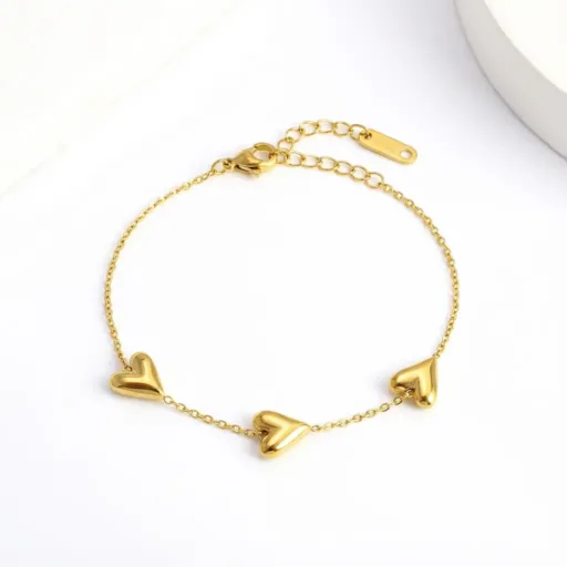 Triple Heart Bracelet – 18K Gold Plated Demi-Fine Jewelry