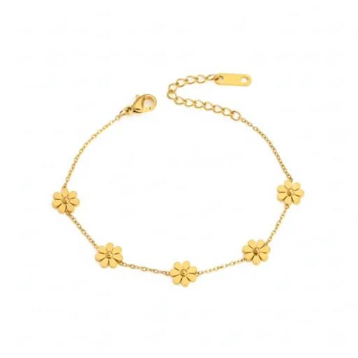 Floral Charm Bracelet – 18K Gold Plated Demi-Fine Jewelry