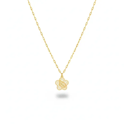 Floral Outline Chain Pendant – 18K Gold Plated Demi-Fine Jewelry