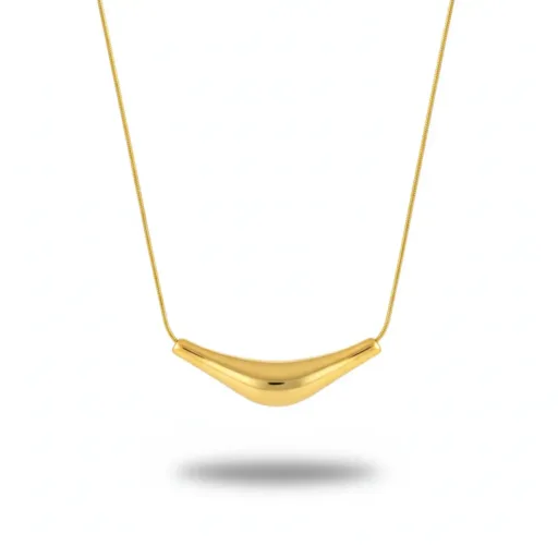 Curved Bar Chain Pendant – 18K Gold Plated Demi-Fine Jewelry