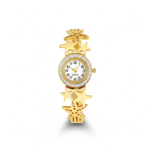 Star Crystal Women’s Watch – Gold-Tone Bracelet Design