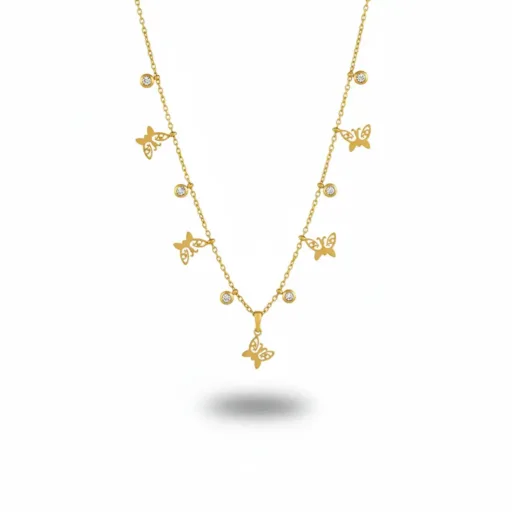 Butterfly Crystal Drop Necklace – 18K Gold Plated Demi-Fine Jewelry