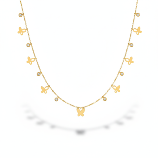 Butterfly Charm Chain Necklace – 18K Gold Plated Demi-Fine Jewelry