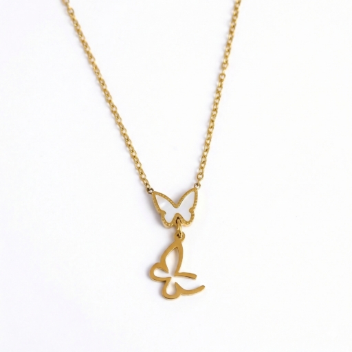 Butterfly Drop Chain Pendant – 18K Gold Plated Demi-Fine Jewelry - Momai Jewels