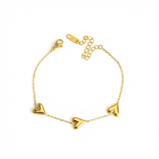 Triple Heart Bracelet – 18K Gold Plated Demi-Fine Jewelry