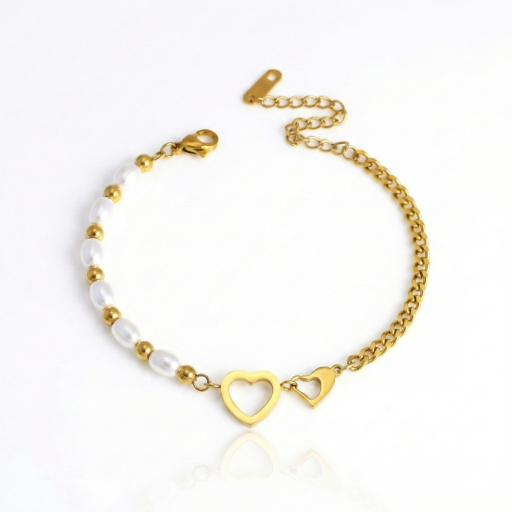 Dual Heart Chain Bracelet – 18K Gold Plated Demi-Fine Jewelry