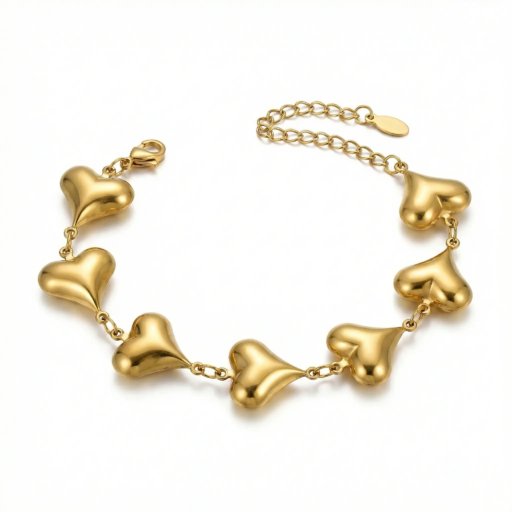 Heart Charm Gold Bracelet – Elegant Love-Inspired Design