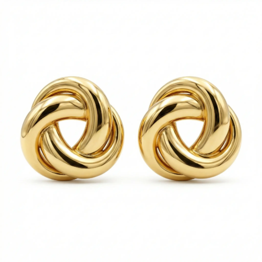 Interlocked Knot Gold Stud Earrings – Modern Statement