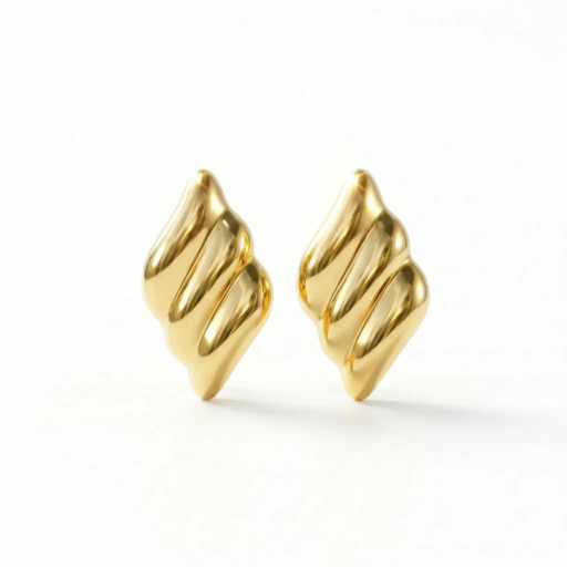 Twisted Shell Gold Stud Earrings – Elegant Modern Design