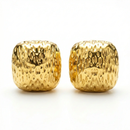 Hammered Gold Stud Earrings – Bold Textured Statement Design