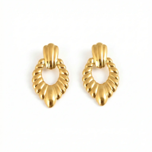 Textured Gold Drop Earrings – Bold & Elegant Statement Style
