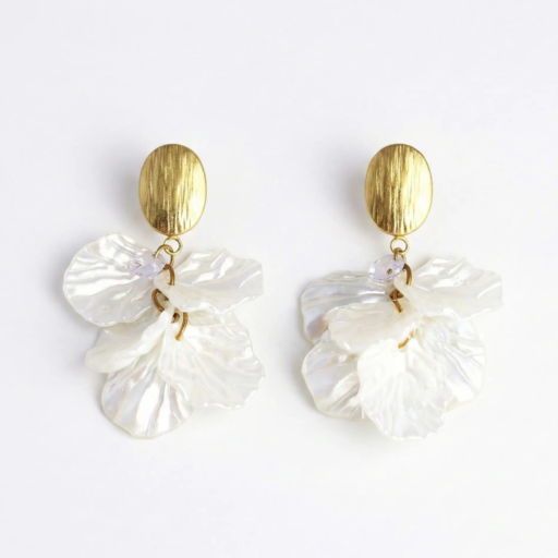 Pearl Petal Drop Earrings – Elegant Floral Statement Design