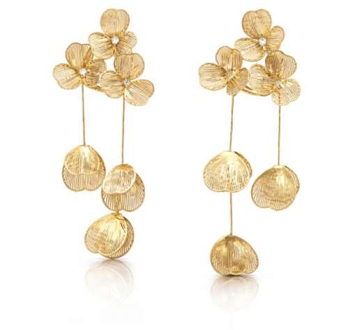 Floral Drop Gold Earrings – Elegant Statement Design