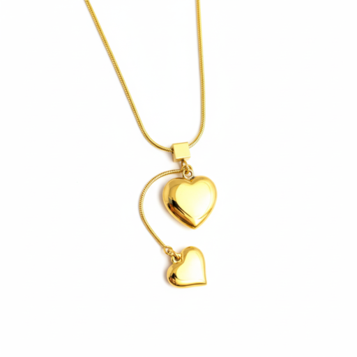18K Gold Plated Double Heart Drop Necklace by Momai Jewels