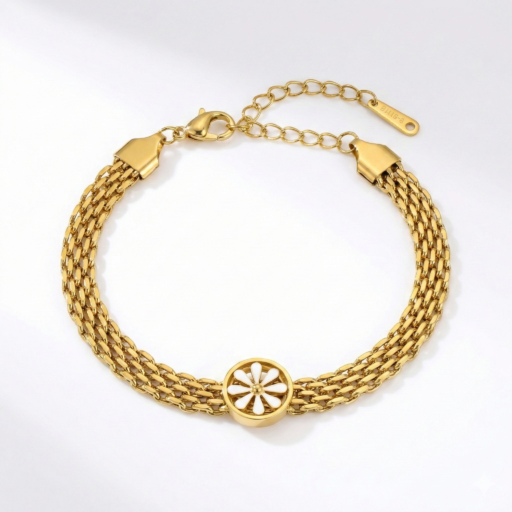 18K Gold Plated Golden Daisy Woven Bracelet - Momai Jewels