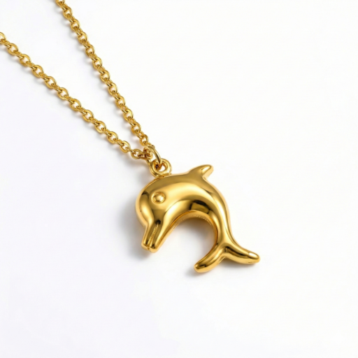 18K Gold Plated Graceful Dolphin necklace